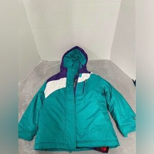 Blue And Purple Mountain Expedition Coat With Inner Leopard Print Coat Sz4/5 Grl